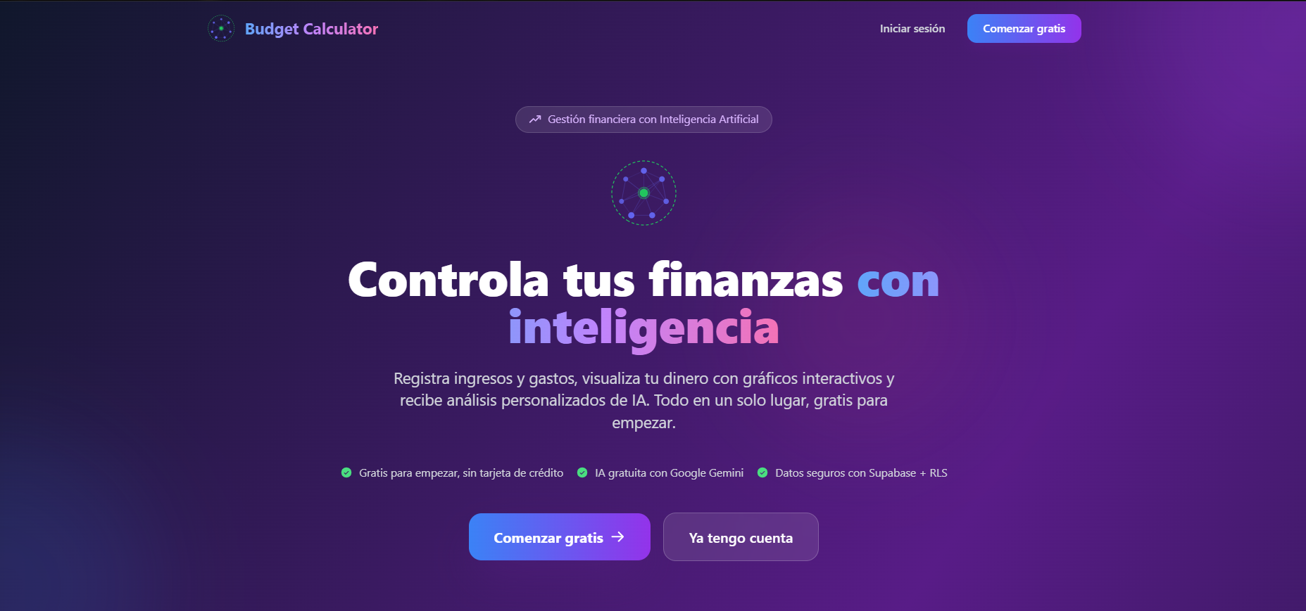 Budget Calculator React - Dashboard